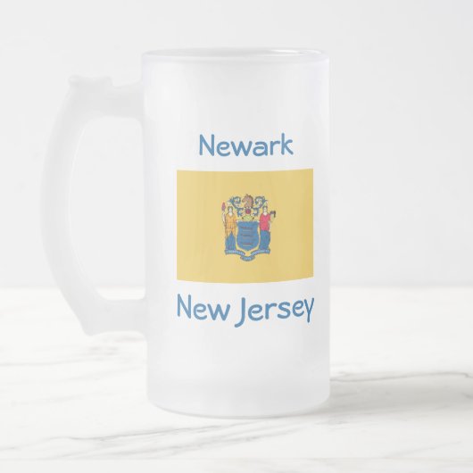 New Jersey Vlag Kaart Stad Mok (Links)