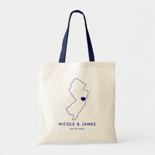 New Jersey Wedding Welcome Bag Map Tas, Navy Tote Bag
