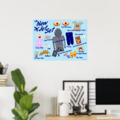 New Jet Set Funny Air Travel Cartoon Parody Poster (Thuiskantoor)