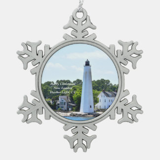 New London Harbour Light, CT-kerstversiering Tin Sneeuwvlok Ornament