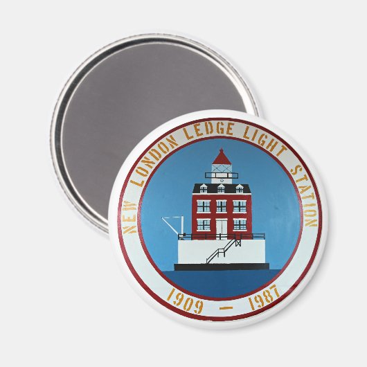 New London Ledge Lighthouse, CT Round Magnet (Recto/Verso)
