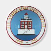 New London Ledge Lighthouse, CT Round Magnet (Devant)