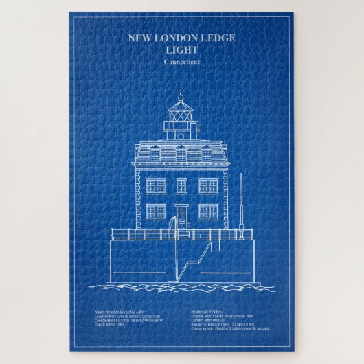New London Ledge Vuurtoren - Connecticut - AD Legpuzzel (Verticaal)
