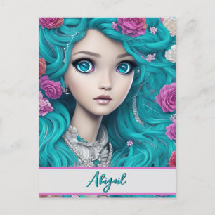 New London Princess met Turquoise Hair en Eyes Briefkaart