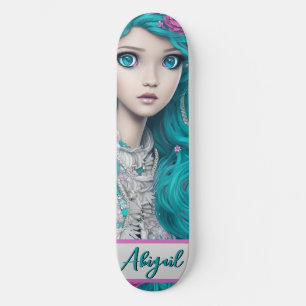 New London Princess met Turquoise Hair en Eyes Skateboard