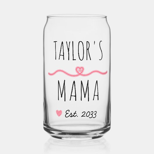 New Mama with Custom Name, Title & Est. Year Blikvorm Glas (Voorkant)