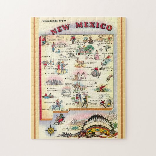 New Mexico  11x14 illustrated Map Legpuzzel (Verticaal)