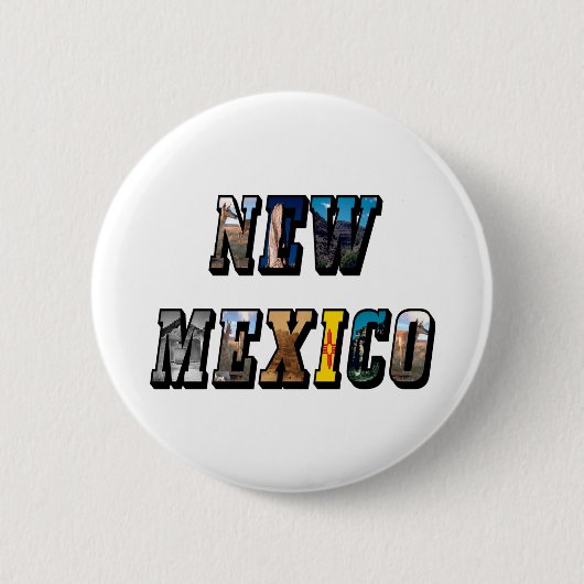 New Mexico Afbeelding Tekst Ronde Button 5,7 Cm (Voorkant)