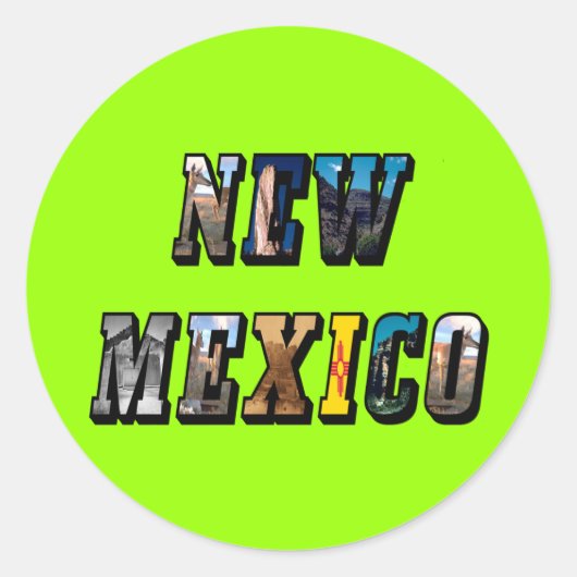 New Mexico Afbeelding Tekst Ronde Sticker (Voorkant)