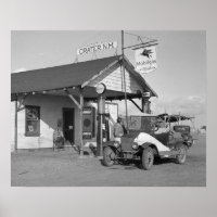 New Mexico-benzinepomp, 1936. Oude foto