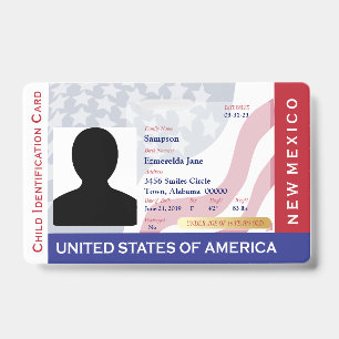 NEW MEXICO - Child ID - USA Flag Achtergrond Badge