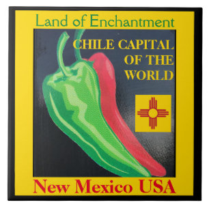 New Mexico Chili Land of Enchantment Red of Green Tegeltje
