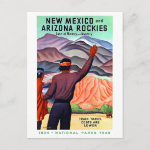 New Mexico en Arizona Rockies, vintage reis Briefkaart
