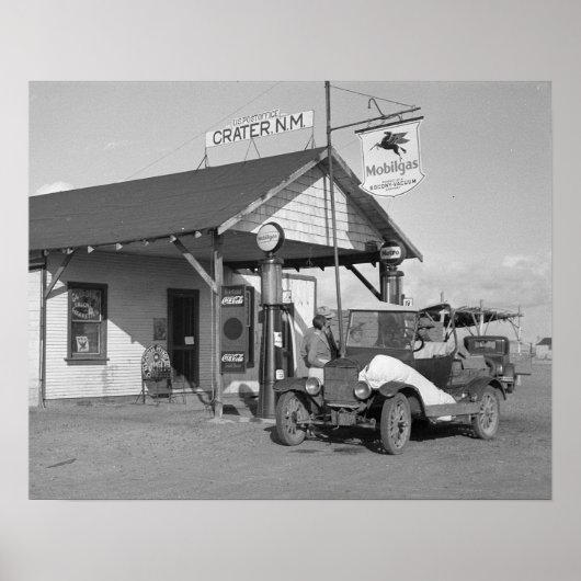 New Mexico Filling Station, 1936.  foto Poster (Voorkant)
