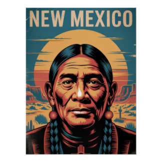 New Mexico Native Symbol Desert Sunset Perfect Poster