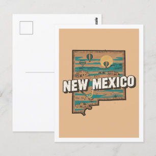 New Mexico Retro Travel Design Iconische Verenigde Briefkaart