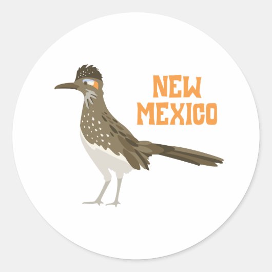 New Mexico Roadrunner Ronde Sticker (Voorkant)