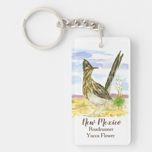 New Mexico Roadrunner Yucca Flower Sleutelhanger (Voorkant)