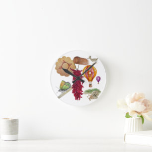 New Mexico Rood Chili Pinõn Zia Hete Luchtballon Ronde Klok