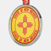 New Mexico Round Emblem Metalen Ornament (Links)