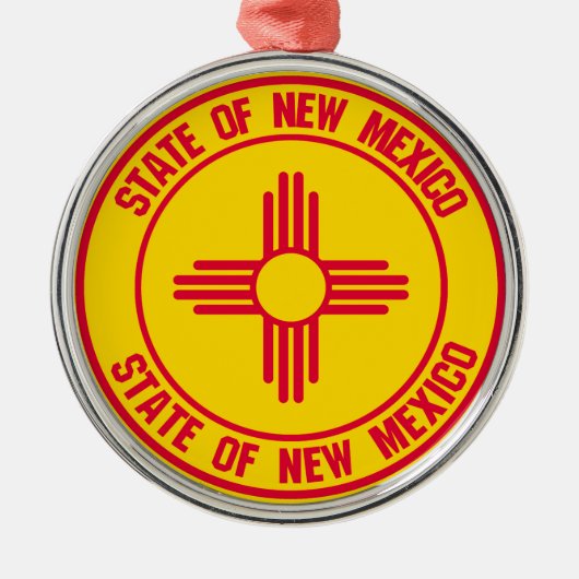 New Mexico Round Emblem Metalen Ornament (Voorkant)