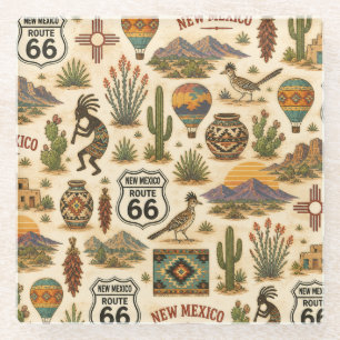 New Mexico Route 66 Sip Stop Glazen Onderzetter