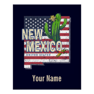 New Mexico State Verenigde Staten Kaart Verenigde Perfect Poster