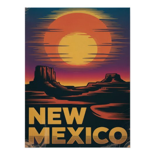 New Mexico Sunset Vintage Poster Rocky Formations (Devant)