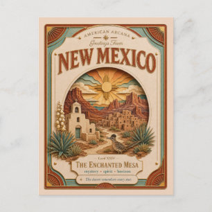 New Mexico Vintage Paper Cut American Arcana Briefkaart