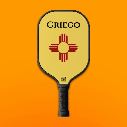 New Mexico vlag met Zia symbool Pickleball Paddle