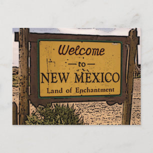 New Mexico welkomstbord artistiek briefkaart