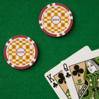New Mexico Zia Geel Rood Wit Pleinen Poker Chips