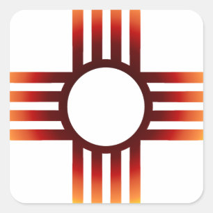 New Mexico Zia Sun Fire Vierkante Sticker