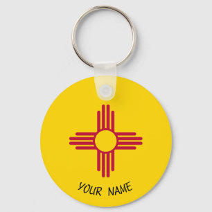 New Mexico Zia Sun Sleutelhanger ID Label JOUW NAA