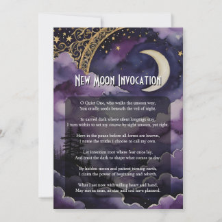 New Moon Invocation Pagan Prayer Ritual Card Kaart