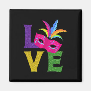 New Orlean Carnival Roze Mask Party Outfit Ma Magneet