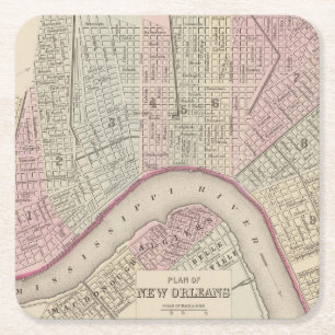 New Orleans 3 Vierkante Kartonnen Onderzetter