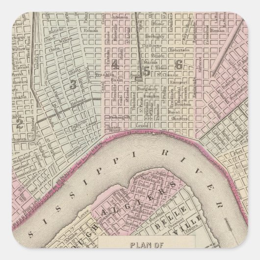 New Orleans 3 Vierkante Sticker (Voorkant)