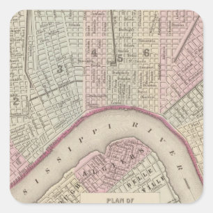 New Orleans 3 Vierkante Sticker