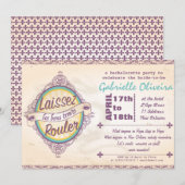 New Orleans Bachelorette Invitation Kaart (Voorkant / Achterkant)