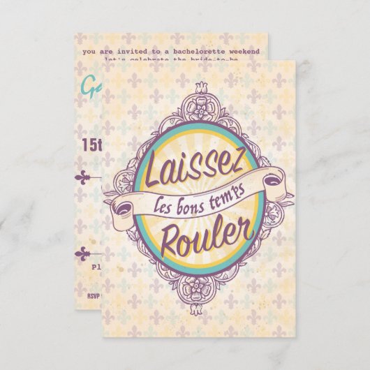 New Orleans Bachelorette Party Invitation Kaart (Voorkant / Achterkant)