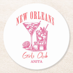 New Orleans bachelorette roze cocktail Ronde Kartonnen Onderzetter