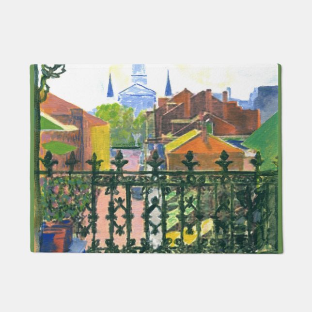 New Orleans Balkon, met kerk Deurmat (Voorkant)