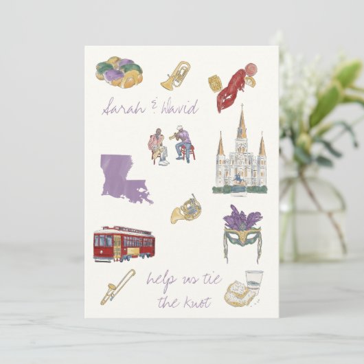 New Orleans bewaar de datum met tekeningen Kaart (Staand voorkant)