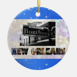 New Orleans Bourbon St Beads NOLA Kerstmis Keramisch Ornament