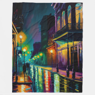 New Orleans Bourbon Street bij Night Art Fleece Deken