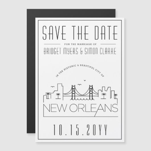 New Orleans bruiloft | Gestileerd De datum opslaan Magnetische Uitnodiging (Voorkant / Achterkant)