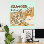 New Orleans Buurt Map, NOLA_HOODS Poster (Thuiskantoor)