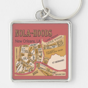 New Orleans Buurt Map, NOLA_HOODS Sleutelhanger