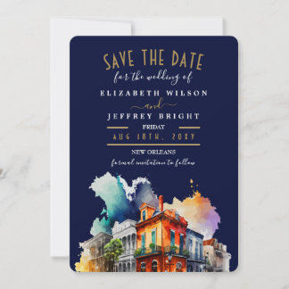 New Orleans City Franse wijk Save the Date Kaart